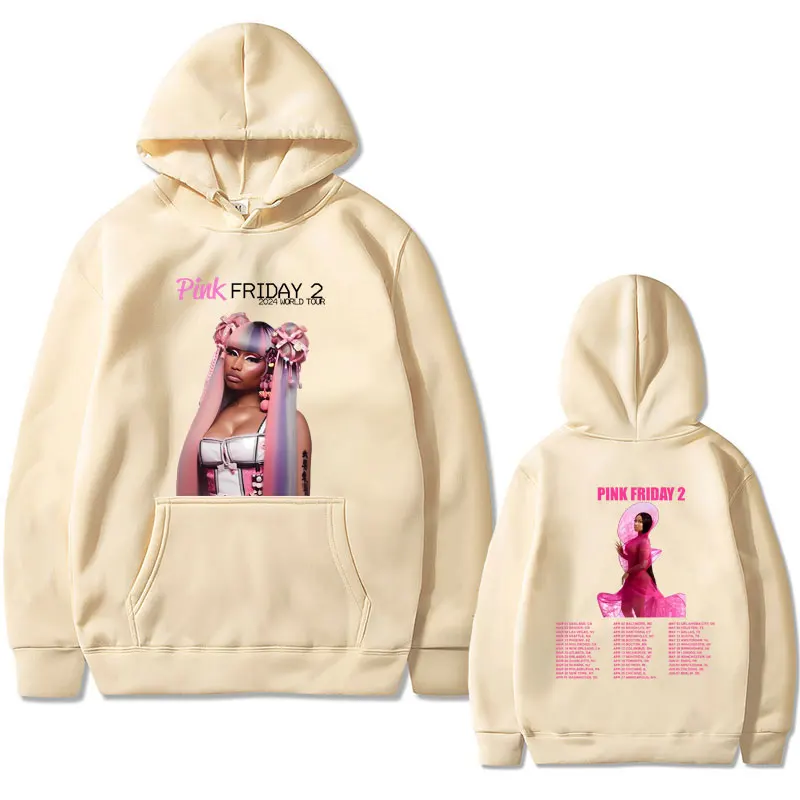 Rap Queeen Nicki Minaj Pink Friday 2 Album Print Hoodie Male Fashion Hip Hop Sweatshirt Men Women Vintage Oversized Streetwear