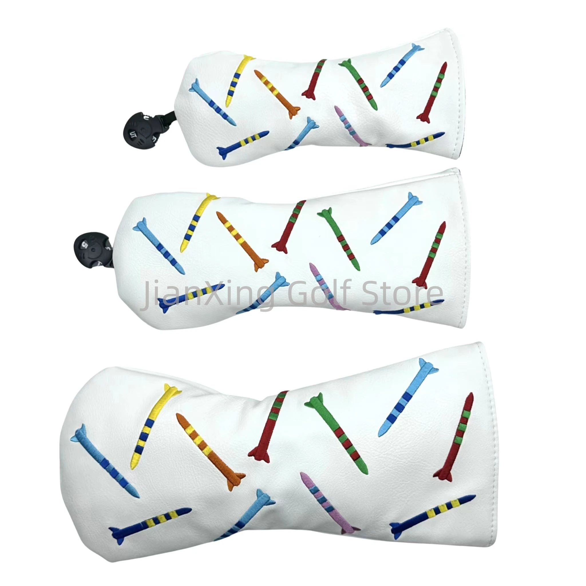 1pc Golf Rocket pattern Head cover Driver Head Covers Fairway Wood Head Covers Hybrid Head Covers Putter Cover Pu Leather 3