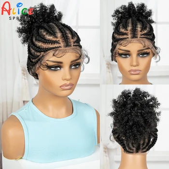 Cornrow Braided Wigs Synthetic Full Lace Bantu Braided Lace Wig with Baby Hair for Women Girls Lace Front Cosplay Wig Braids Wig