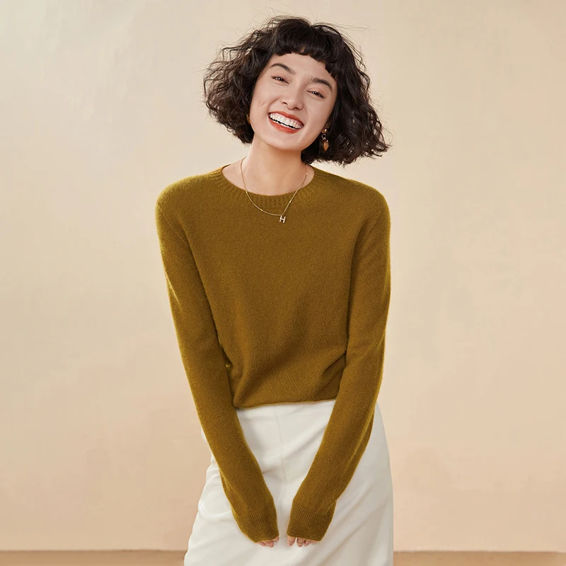 Women's pullover autumn/winter 100% pure cashmere sweater casual knitted sweater round neck loose Tops basic versatile Blouse - Image 6