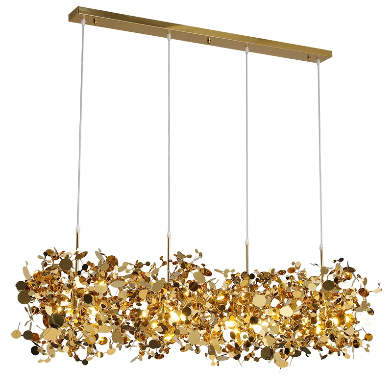 Modern Stainless Steel Chandelier Leaf Sequin Restaurant Hanging Lamp Golden Personality Shop Bar Kitchen Island Hanging Lamp led chandelier ceiling chandelier