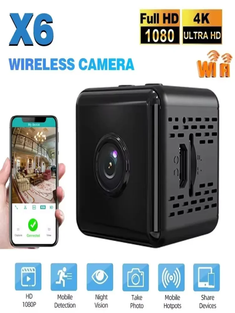 Description Picture 3 of itemX6 Mini IP Camera WiFi Sports Camera HD 1080P Wireless Security Surveillance Built-in Battery Night Vision Smart Home Micro Cam