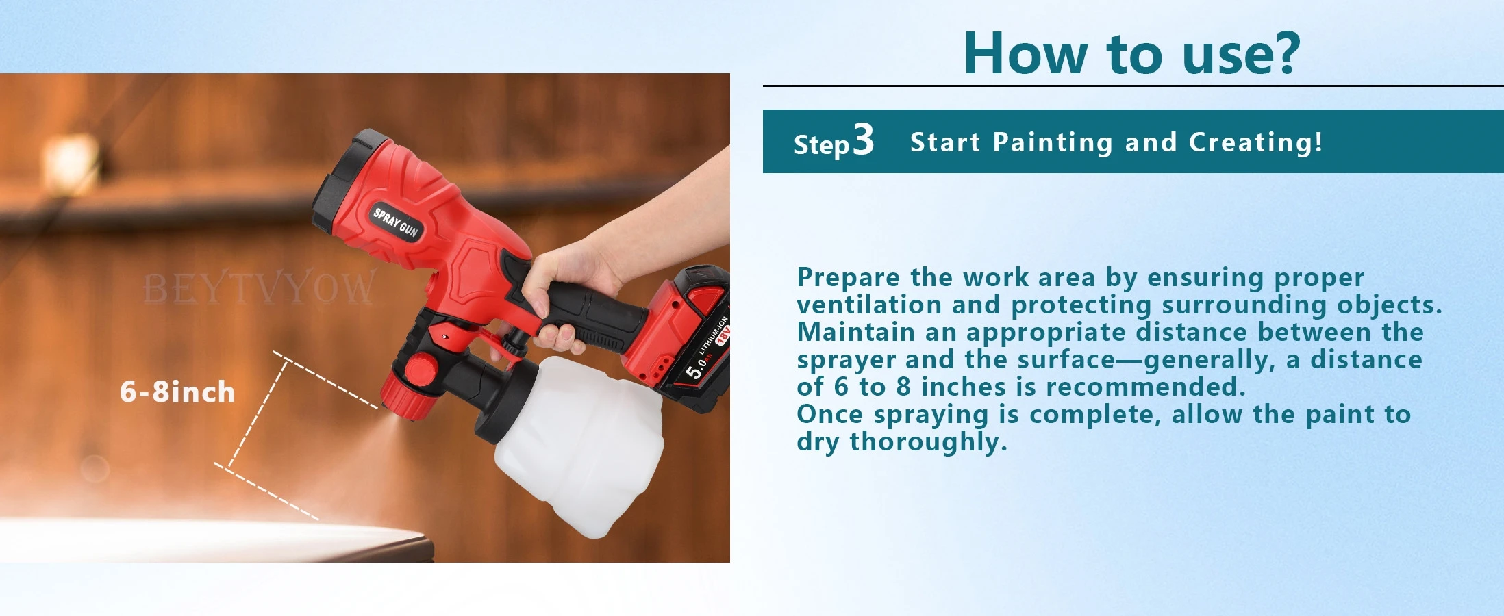 300W Cordless High Speed Paint Sprayer for Milwaukee M18 18v Battery 1200+200ML