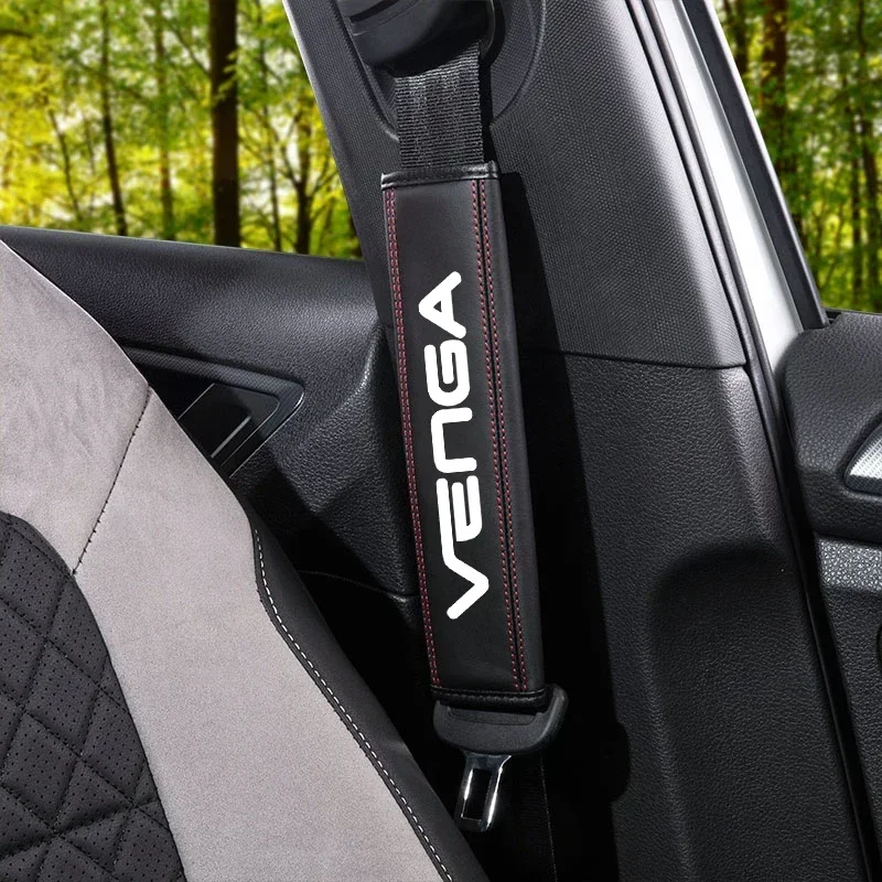 for Kia VENGA 2010 2012 1pc Cowhide Car Interior Seat Belt Protector Cover For Kia VENGA car Auto Accessories