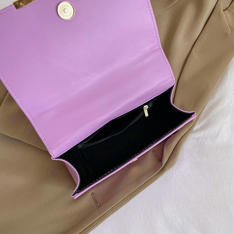 Luxury Purple Bag Top Brand Shoulder Bag Fashion Chain Handbag Female  Embroidery Thread PU Leather Crossbody Bag Designer Sac - AliExpress
