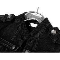 Streetwear Casual Loose Button Split Short Denim Jacket Women Fashion Spring Autumn 2026 Stand Collar Long Sleeve Jean Jacket - Image 5