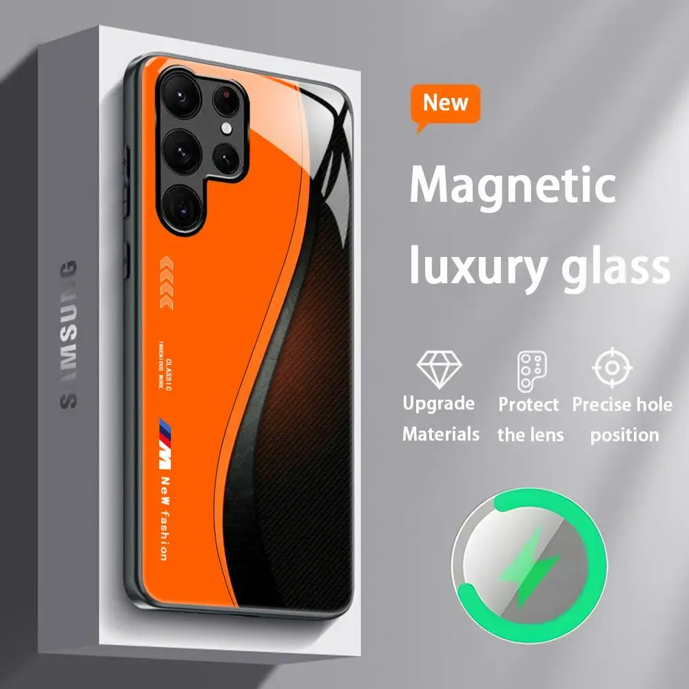Stylish Blue and Red Magnetic Glass Phone Case - Fashionable Protective Cover