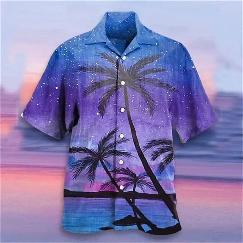 thumbnail image 1 of Camisas hawaianas para hombre, estampado tribal de árbol de coco en 3D, ropa para hombre, ropa deportiva holgada de gran tamaño, camisa de manga corta de diseñador callejero, 1 of 5