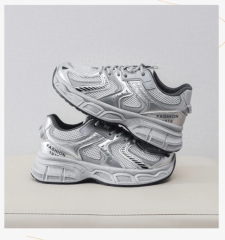 Women's Casual Platform Sneakers, Breathable Mesh Upper, Thick Sole, Korean Style_voghion.com