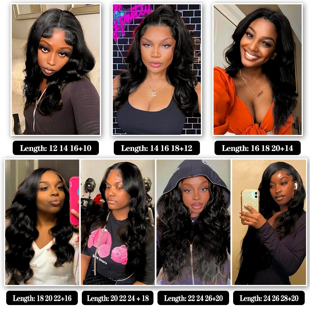 4x4 Lace Closure Body Wave Human Hair Bundles With Closure Hair Extensions 3/4 Bundles 30 Inch Bundle With Pre Plucked