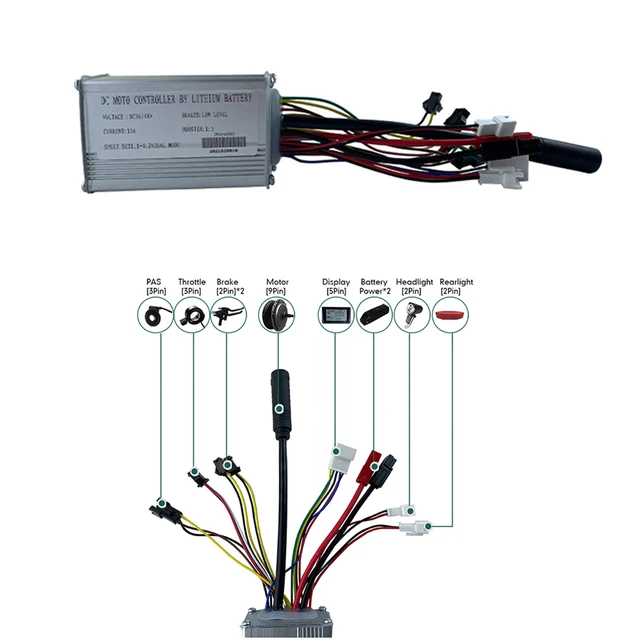 電動自転車用交換コントローラー,36v,48v,6-fet,15a,250w,距離