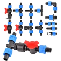 16mm Micro Irrigation Drip Tape Connectors Tee Repair Elbow End Plug Tap Fittings Locked Hose Joints Greenhouse Coupler 1