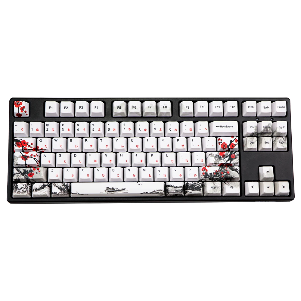 

New Novelty allover DYE Sub Plum Blossom OEM Profile Keycap For 61/64/68 diy Mechanical Keyboard Korean Japanese Character