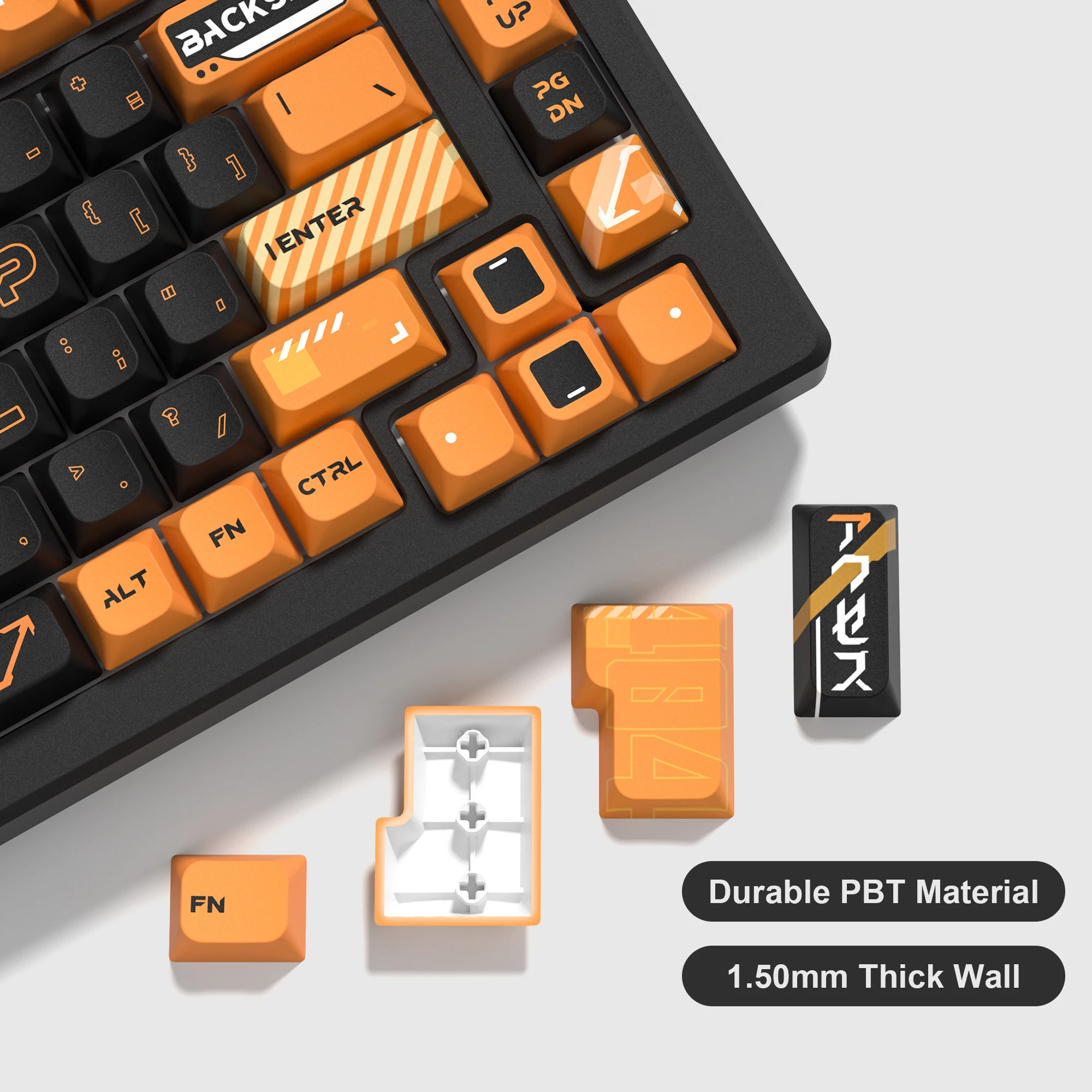 XVX 체리 프로파일 141키 키캡 게임 테마 1.5mm 두께 이중 주조 PBT 키캡 5면 염료사브 블랙 옐로우 키캡