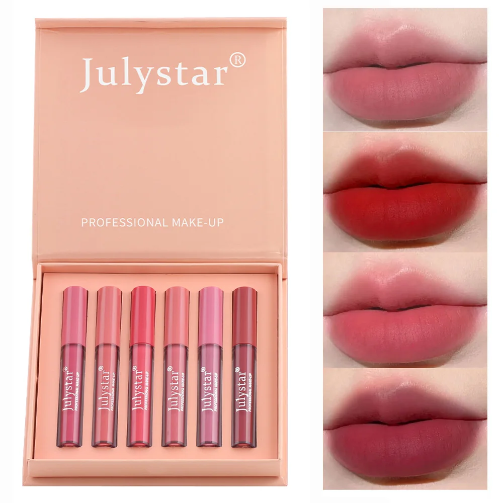 

6 Colors Velvet Matte Lip Gloss Moisturizing Nude Waterproof Liquid Lipsticks Long Lasting Sexy Red Lip Tint Makeup Cosmetic Set