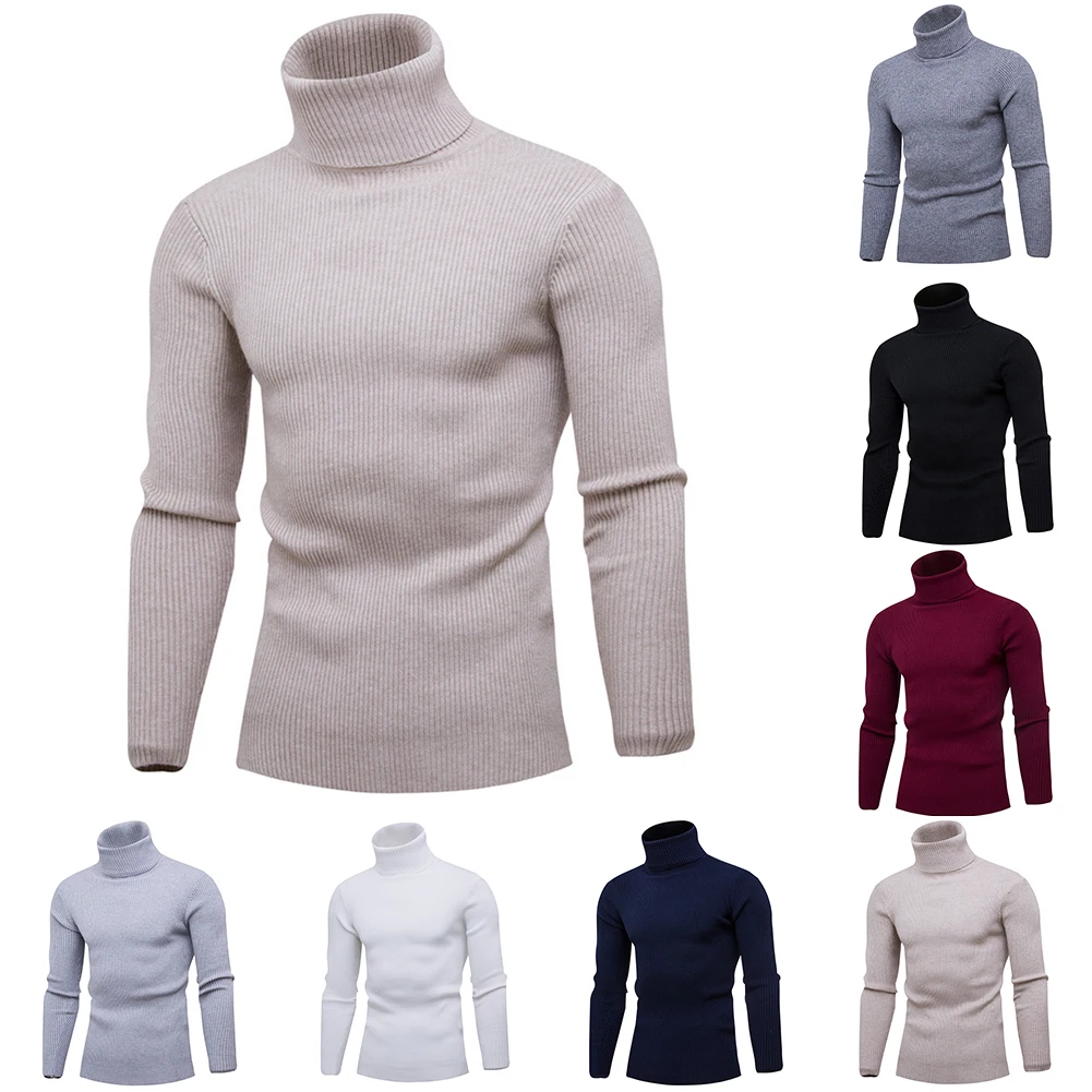 Mens Sweater Thermal Knitwear Turtleneck Pullover Long Sleeve Jumper Tops Warm Casual Slim Fit T-Shirt Comfortable Soft Tops sweater fleece lined thickened winter mink fur single layer fleece lined half turtleneck men s thermal bottoming shirt