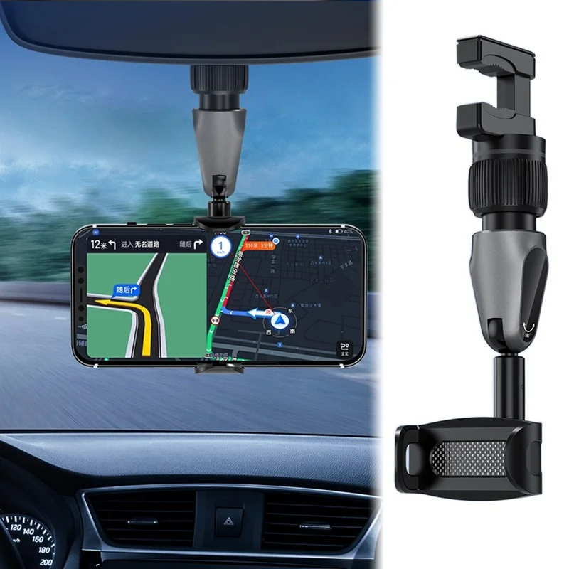 New Rearview Mirror Phone Holder 360 Rotation Multifunctional Cell Phone Clip Car Navigation GPS Bracket Rotatable S