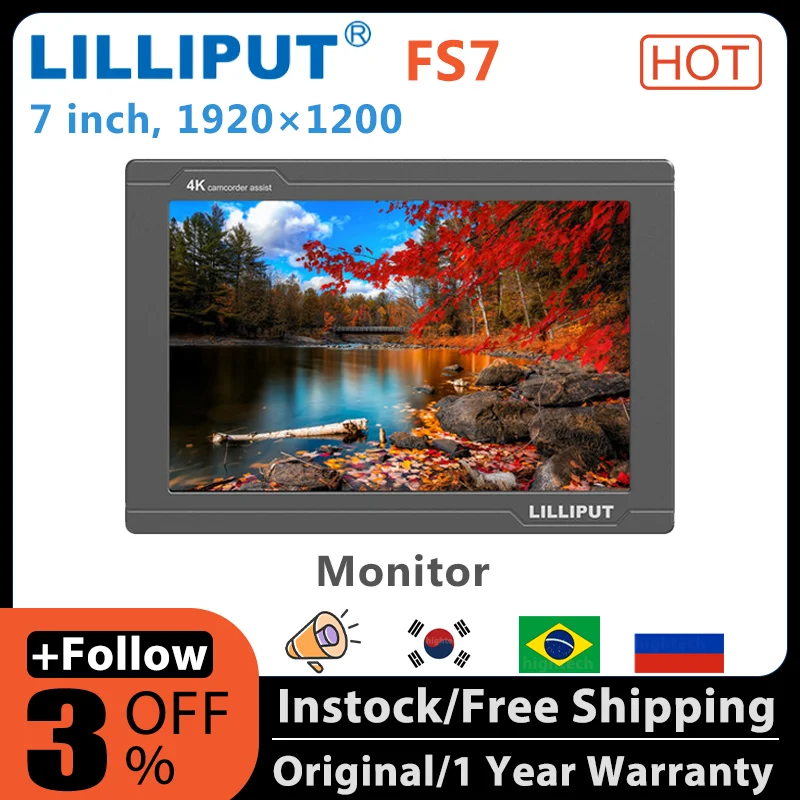 Lilliput FS7 Studio Monitors Sdi 4k 7 Inch Monitor Portable Field DSLR Audio External Liliput