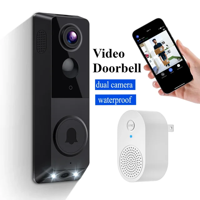 Tuya Waterproof Outdoor Wireless Doorbell with Dual Camera WiFi 1080P Video AI Motion Detection Intercom Digital Door Peephole 2