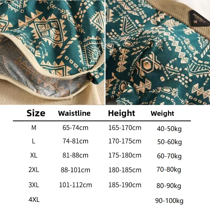 Men's boxer comfortable briefs design vintage print elastic underwear mid waist underpants retro ethnic style