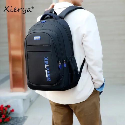 Xierya 캐주얼 남성 가방, 여행 레저 비즈니스 가방, 패션 트렌드 여성 가방, 학생 책가방, 블랙 백팩 5