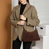 Hifashion Suede Cow Genuine Leather Underarm Shoulder Bags For Women 2025 Trend Designer Messenger Hobo Big Tote Ladies Handbags 4