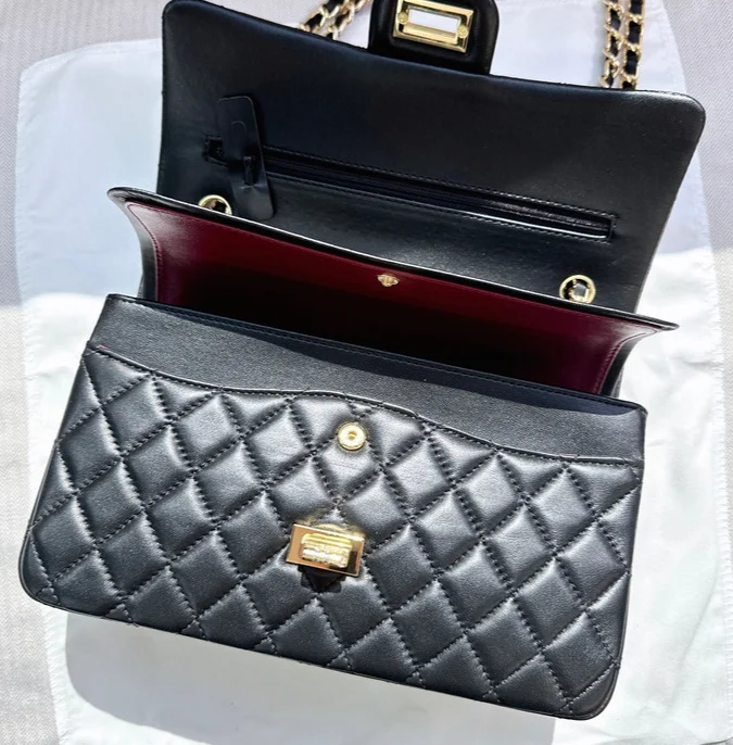 Damen Stepptasche Aus Lammleder Mit Kette Umhängetasche_voghion.com