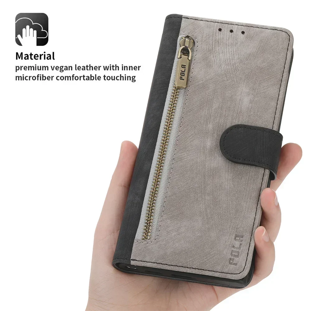 Leather Zipper Wallet Phone Case - Smart Book Cover