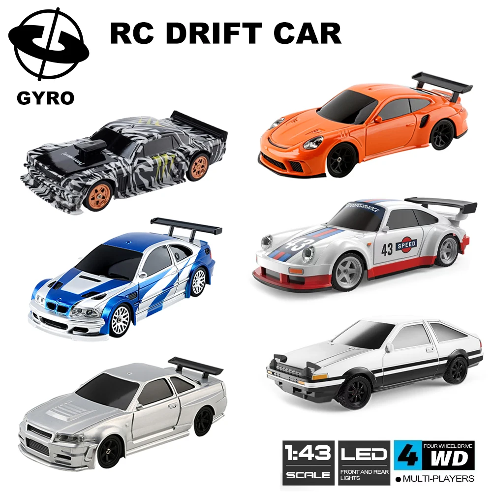 1/43 4륜구동 RC 드리프트 자동차 2.4G 미니 레이싱 무선 조종 속도 자동차..