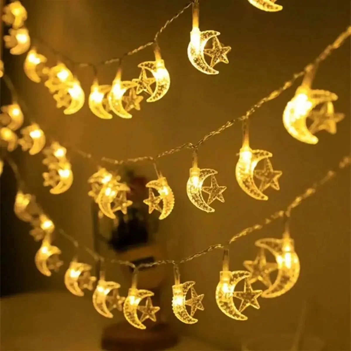Ramadan Eid Houten Led-lamp, Islamitische Feestdecoratie, Maan