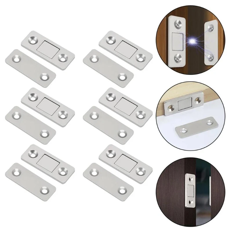 Ultra Thin Door Closer Magnetic Door Catch Latch Strong Magnet Storage Screw Sticker Furniture Cabinet Cupboard For Home magnetic door stopper