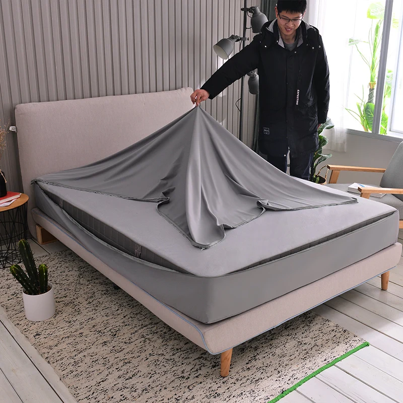 Zipper Detachable Mattress Protector, Solid Color Brushed Six-sided Full-enclosed Dust Cover, Tatami Bed Cover 140x200/160x200CM