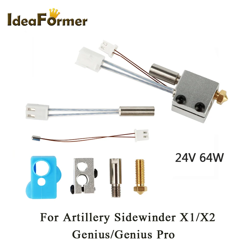 Impressora 3d Hotend 24v 64w Montado Kit J-cabeça 0.4 mm Bocal 1.75 mm para Artilharia Sidewinder x1 x2 Gênio Gênio Pro Cabeça de Impressão