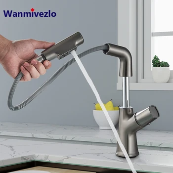 Rubinetto per bagno grigio miscelatore per lavabo con acqua calda e fredda rubinetto per lavabo quadrato con vernice in acciaio inossidabile Tapware a foro singolo montato sul ponte 1