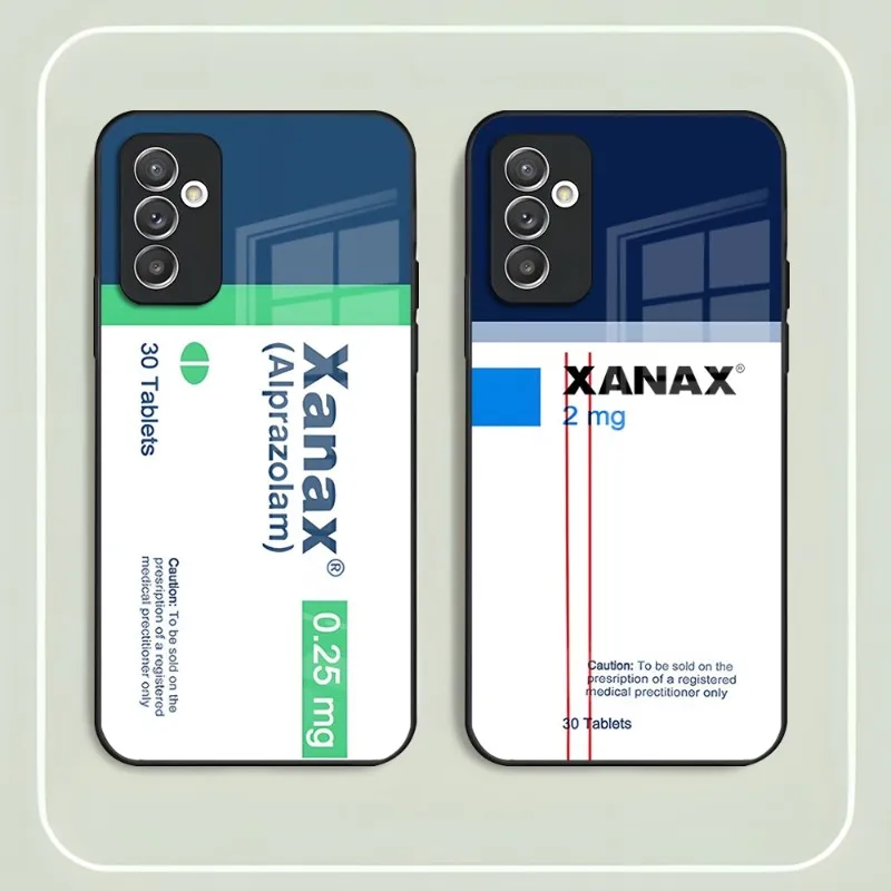 Xanax Chill Pill Phone Case Glass Per Samsung S23 Ultra S10 S20 S21 S22 A32 A52 A72 A12 A51 Note 20 Por Plus Cover Posteriore
