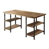 Vintage Industrial 1pc Writing Desk with 4 Open Shelves Rustic Poplar Finish Solid Wood and Metal Furniture Modern Design Offic 1