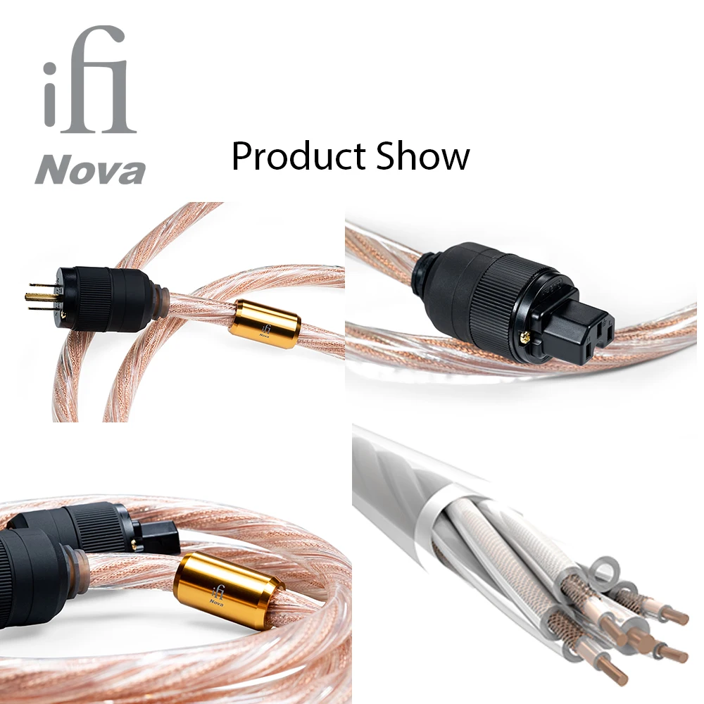 iFi Nova 1.8m HiFi Audio Active Filtered Power Cable Geometric Pure Copper Balance Line Double annular helix Safety Ground Zero