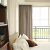 New Coffee Color Small Plaid American Modern Simple Custom-made Semi-blackout Window Curtains for Living Dining Room Bedroom 4