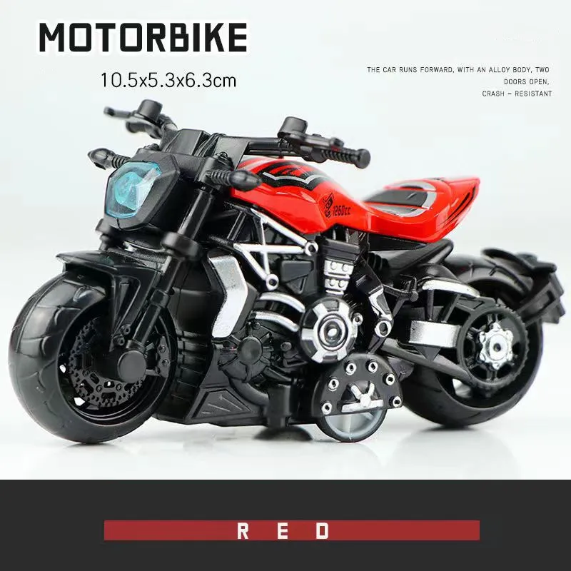 Mini Moto De Juguete De Aleación 1:18 - Modelo A Escala Para Niños, Con Funcionamiento Por Fricción, Color Rojo
