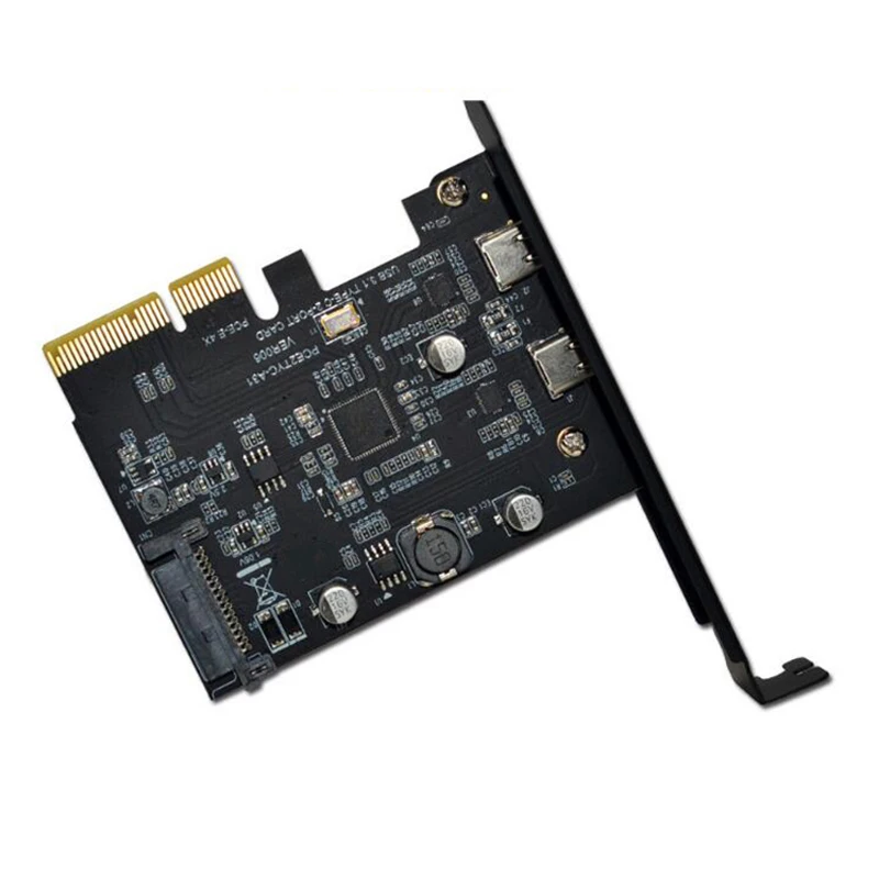 Asmedia Asm3142 용 Usb3.1 C타입 듀얼 벅 확장 카드, 듀얼 C타입 포지티브 및 리버스 플러그, 10Gbps