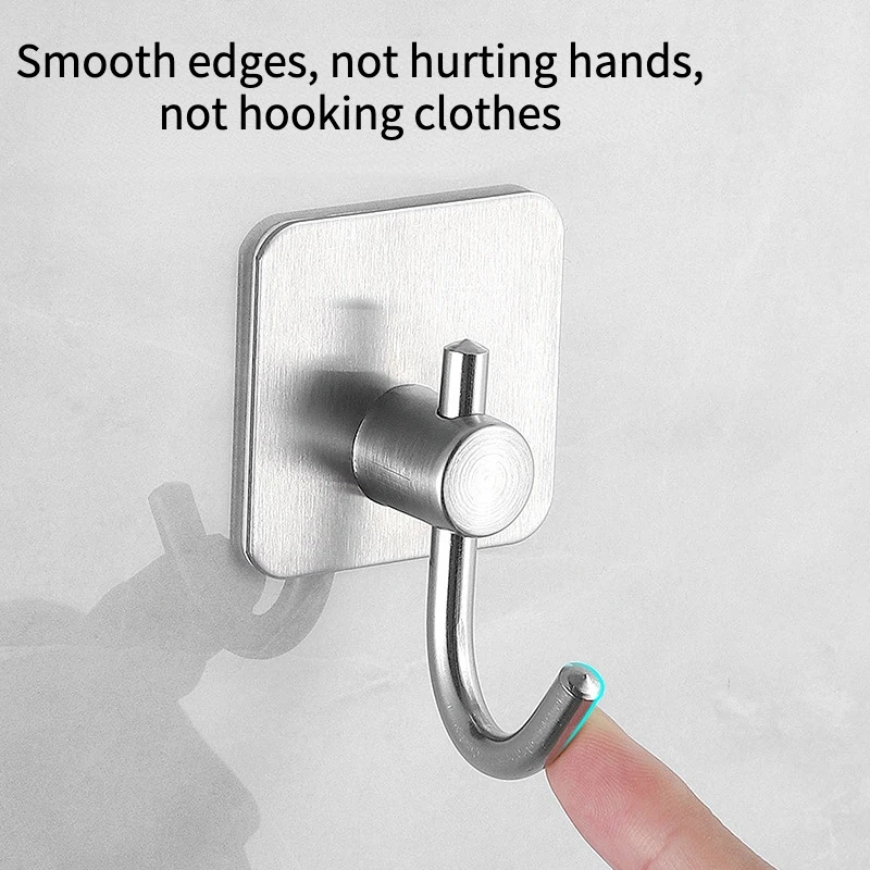 VIS'V Adhesive Hooks, White Self Adhesive Wall Hooks Waterproof Shower  Stick on Hooks Stainless Steel Heavy Duty Sticky Towel Hooks for Bathroom