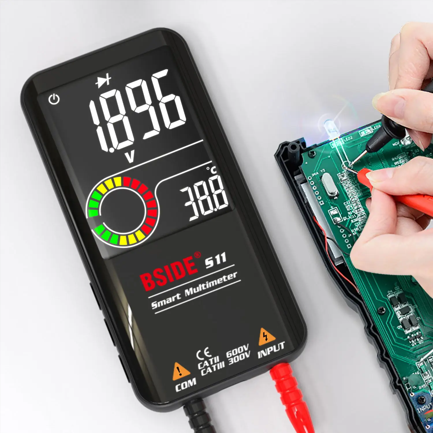 

BSIDE S10 / S11 / S20 Smart Digital Multimeter 9999 Counts T-RMS DC AC Voltage Ohm Diode NCV Hz Wire Tester Color LCD Display