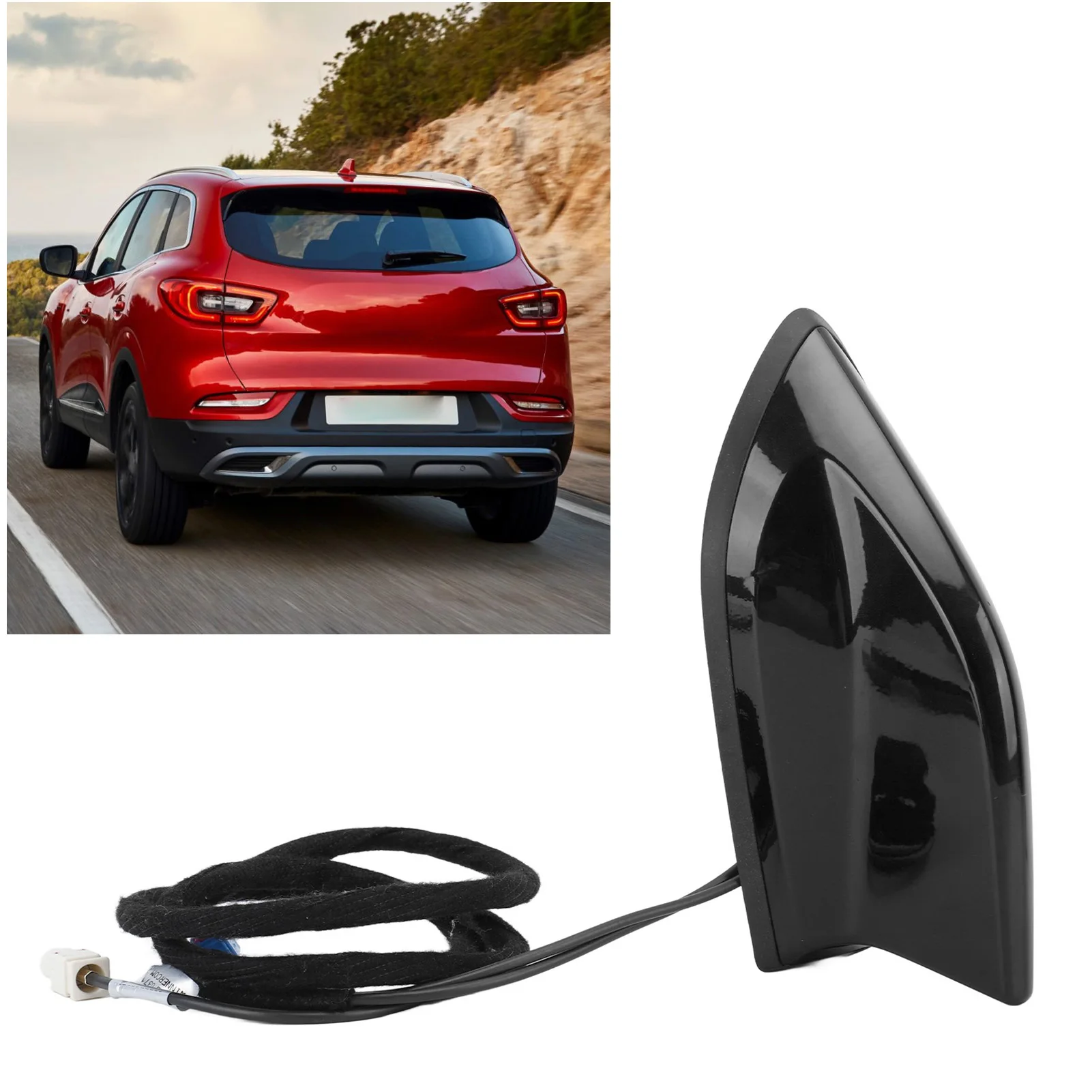 1PC 상어 지느러미 안테나 282069033 - Kadjar HLA3/HLA6/HLNC/HLMR 검정색 내구성을 위한 고성능 지붕 라디오 신호 공중