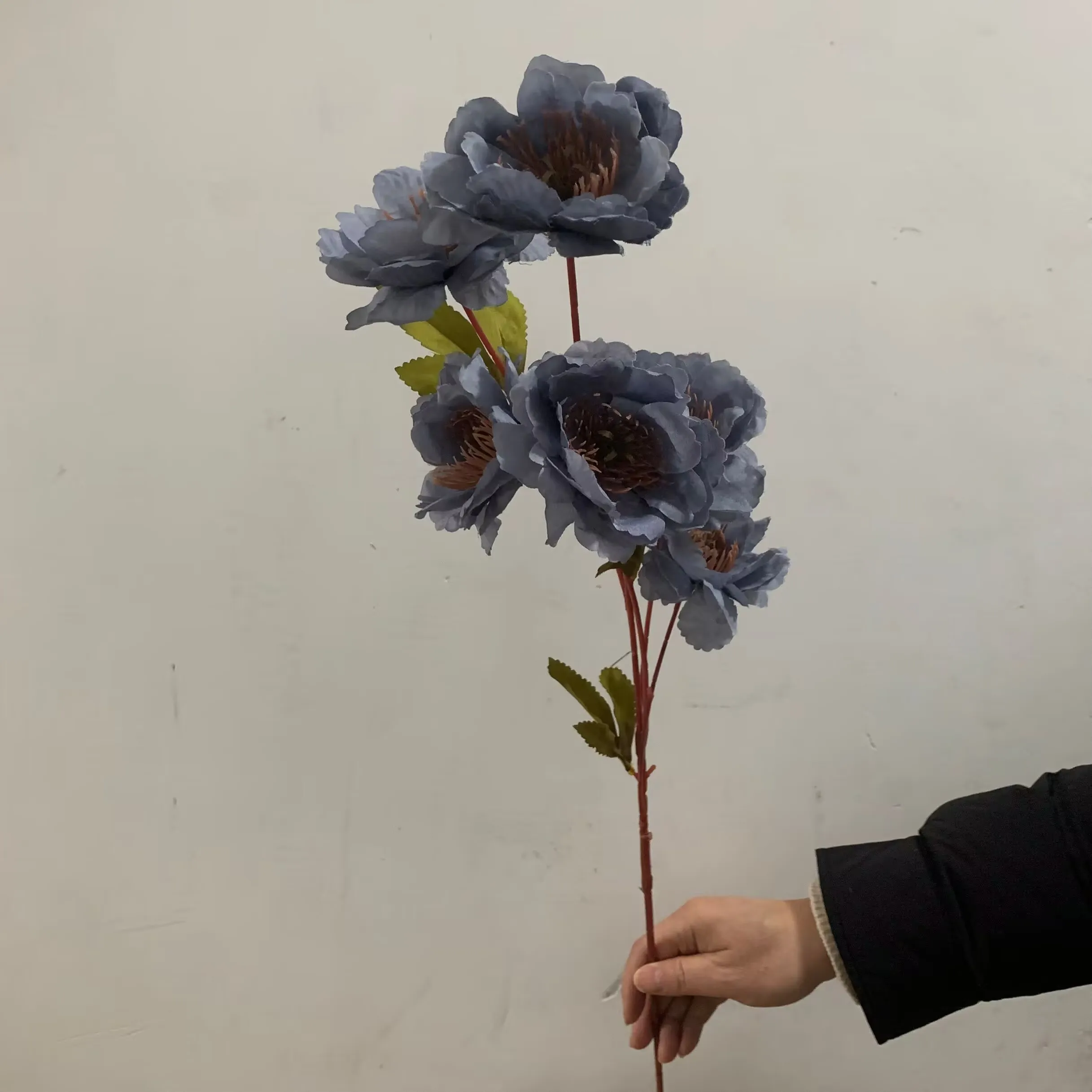 Dia 9cm 6 머리/가지 모란 파란색 보라색 인공 꽃 웨딩 파티 장식 꽃 꽃다발 DIY 액세서리 커피