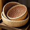 Natural Wicker Storage Basket Round Bamboo Bread Basket Fruit and Vegetable Storage Box Home Farmhouse Decor 3