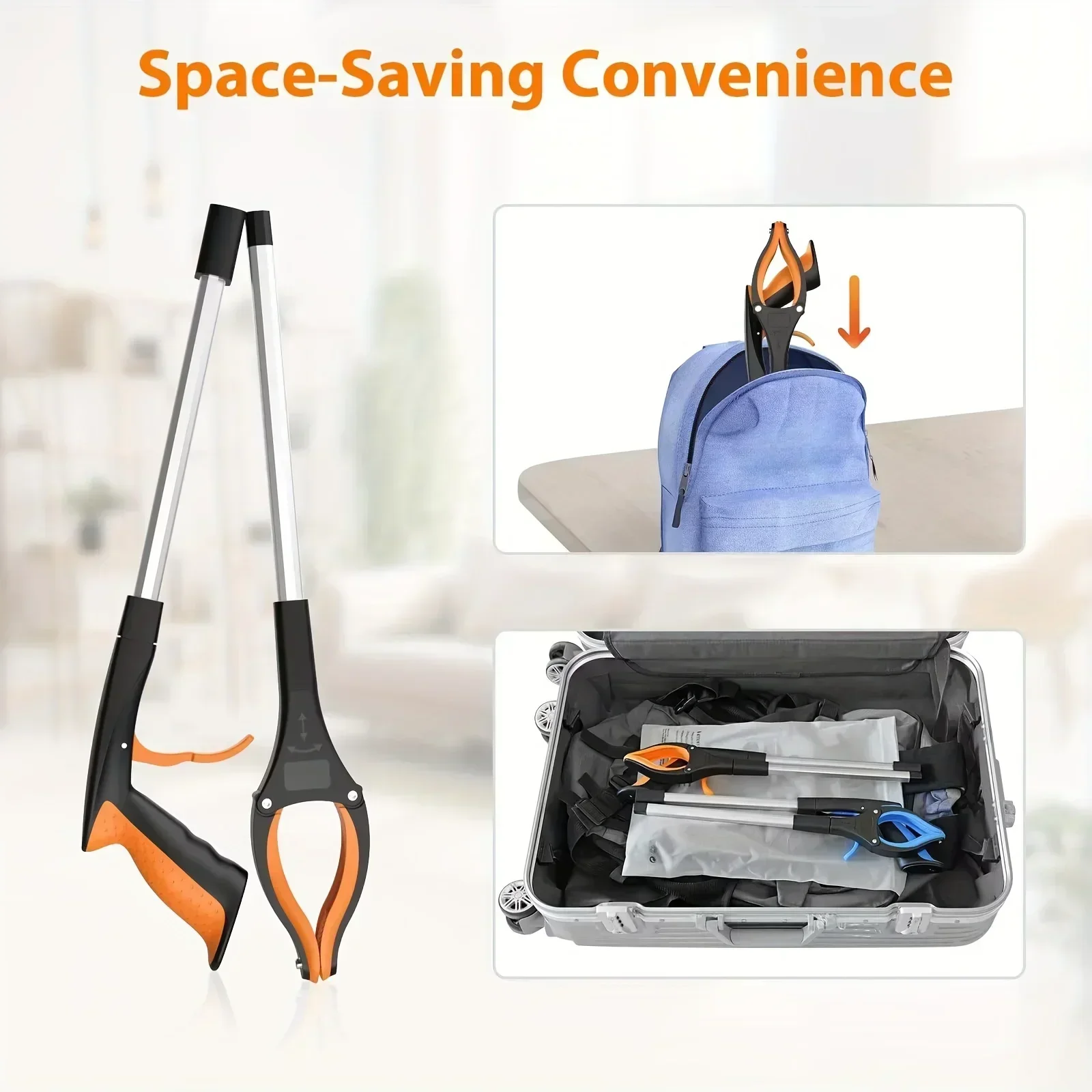 1Pc Aluminum Pliers Sanitation Garbage Picking Long Clip Folding Pliers for Picking up Objects Elderly Lightweight Gripper Tools