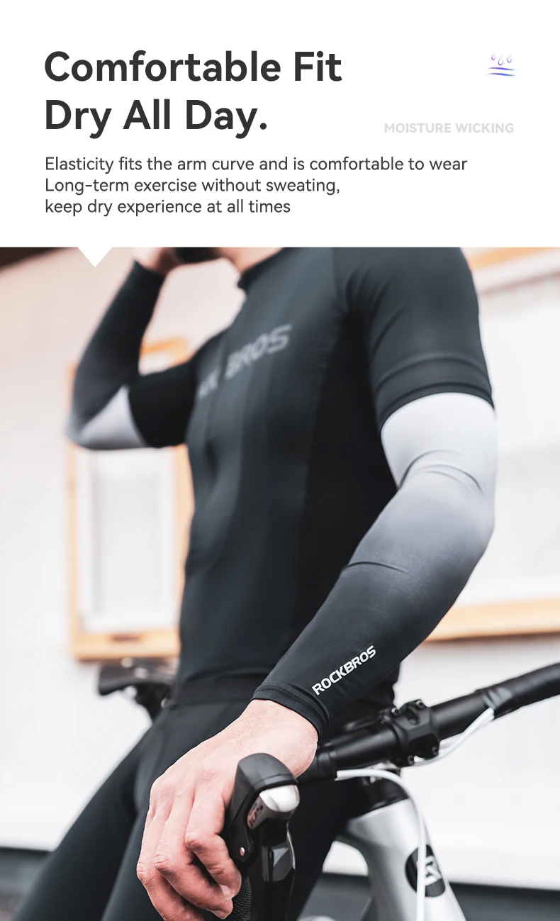 ROCKBROS Sommer Radfahren Eissamte Armschutz UPF50+ Sonnenschutz Atmungsaktive Sonnenschutzhülle Männer Frauen Outdoor Sport Armschutz – Detail 9