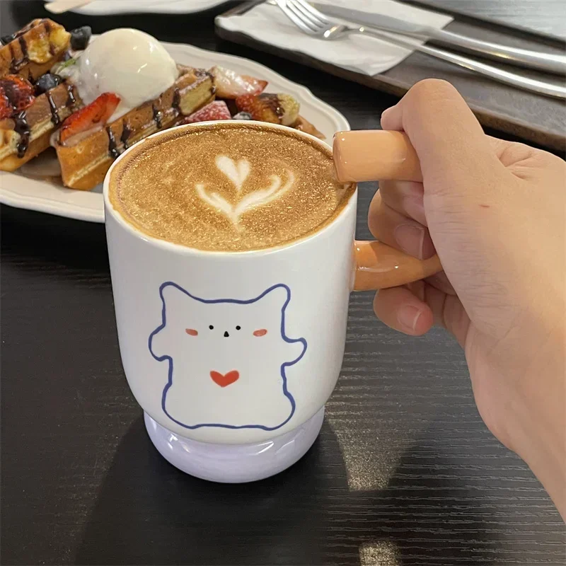 

Korean Style Ceramic Mug Cute Rabbit Bear Coffee Mug Household Tea Cup Milk Oatmeal Breakfast Juice Cup Drinkware Gifts