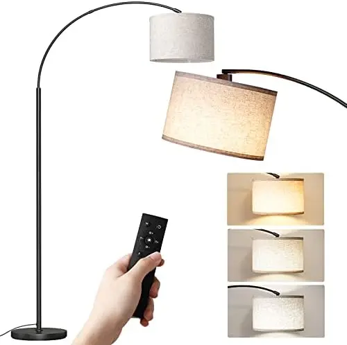 

Floor Lamp with Remote,Modern Floor Lamp with Stepless Dimmable Bulb,75\u2033Height Tall Lamp for Living Room with Hanging Drum