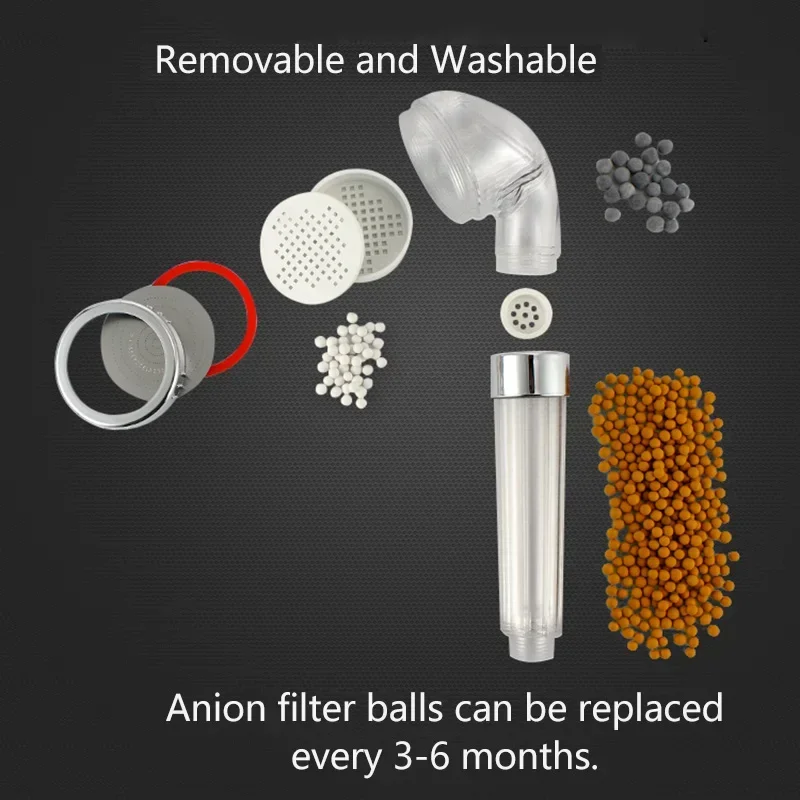 High Pressure Anion Spa Shower head Replacement filter balls Shower Handheld Water Saving Head Shower Head